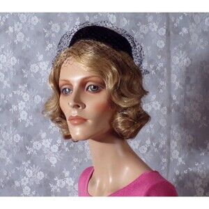 Vintage 60s Pillbox Hat 1960s Fur & Veil Jackie Kennedy Wedding Brunch Tea Retro